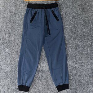 Blanc Noir Joggers Womens XS Blue Elastic Waist Tie Zip Ankle Cuff Zip Pockets